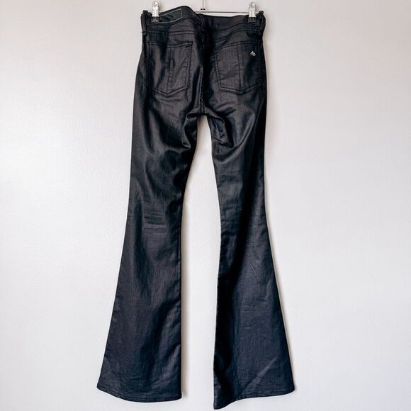 Rag & Bone Low Rise Faux Leather Bootcut Black Jean Size 25 - Picture 4 of 9